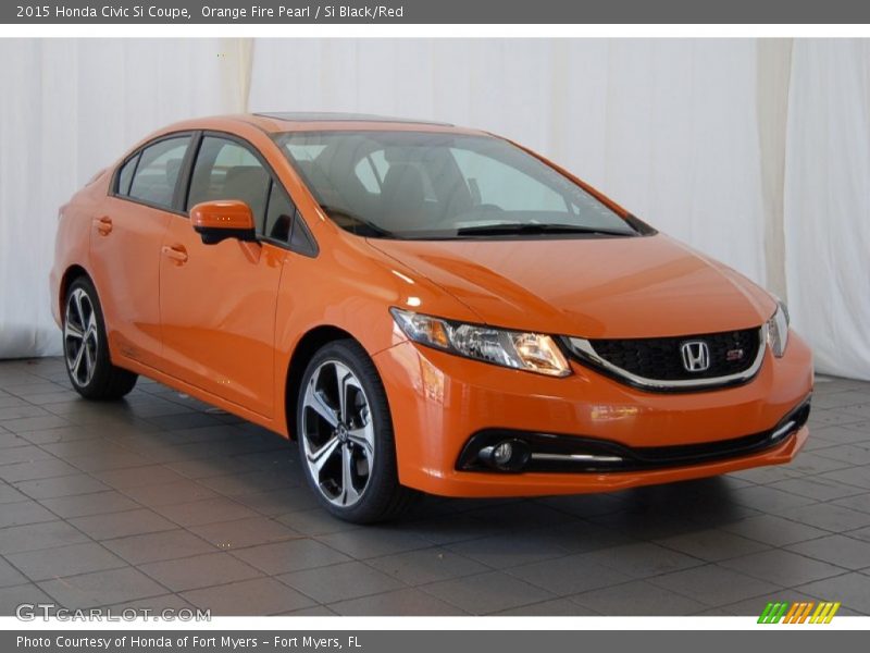 Orange Fire Pearl / Si Black/Red 2015 Honda Civic Si Coupe