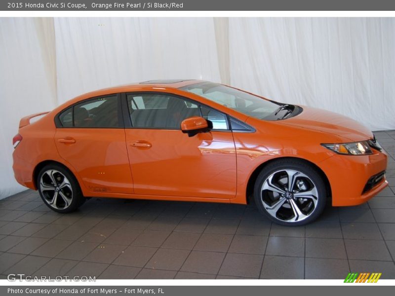 Orange Fire Pearl / Si Black/Red 2015 Honda Civic Si Coupe