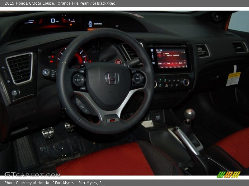 Orange Fire Pearl / Si Black/Red 2015 Honda Civic Si Coupe