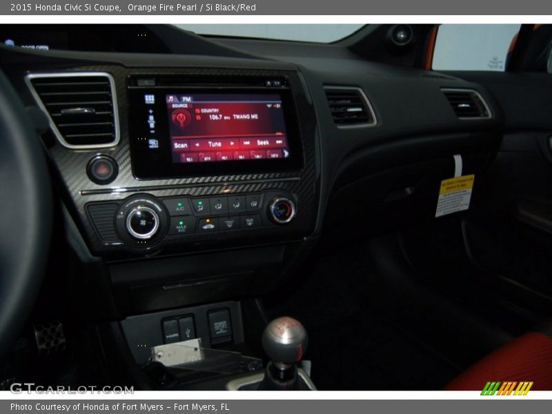 Orange Fire Pearl / Si Black/Red 2015 Honda Civic Si Coupe