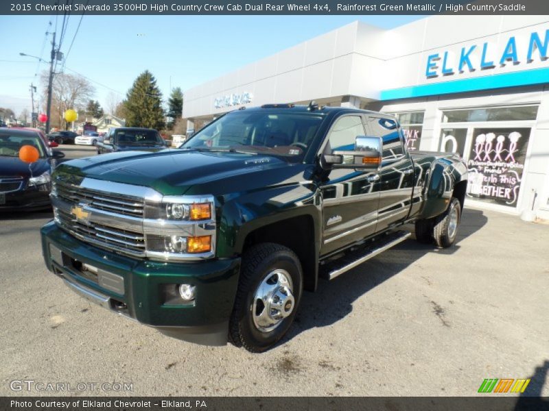 Rainforest Green Metallic / High Country Saddle 2015 Chevrolet Silverado 3500HD High Country Crew Cab Dual Rear Wheel 4x4