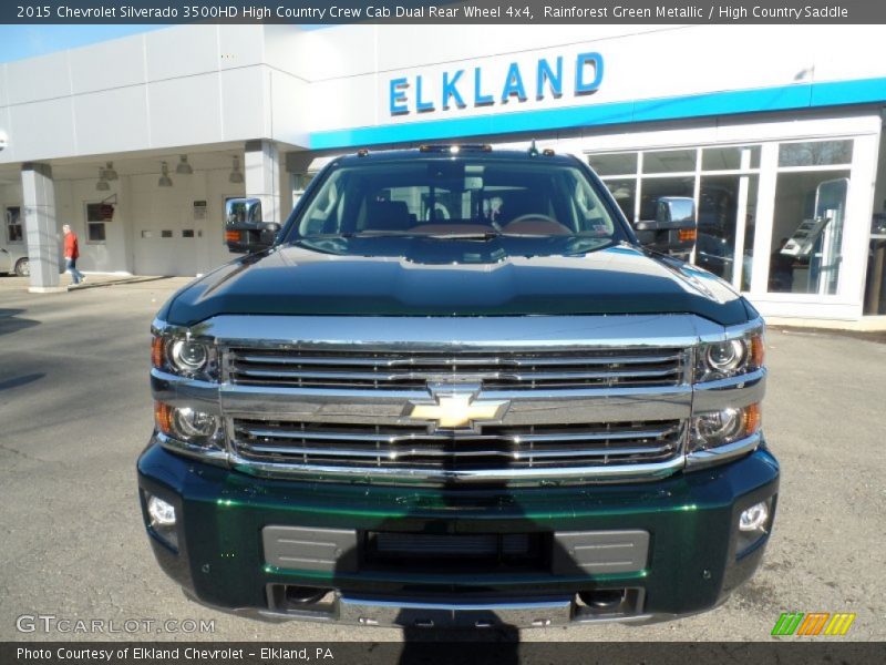 Rainforest Green Metallic / High Country Saddle 2015 Chevrolet Silverado 3500HD High Country Crew Cab Dual Rear Wheel 4x4