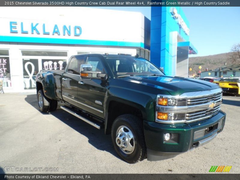 Rainforest Green Metallic / High Country Saddle 2015 Chevrolet Silverado 3500HD High Country Crew Cab Dual Rear Wheel 4x4