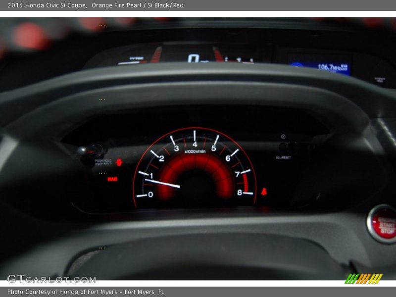 Orange Fire Pearl / Si Black/Red 2015 Honda Civic Si Coupe