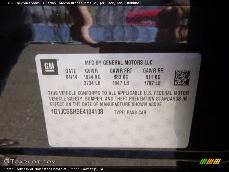 Mocha Bronze Metallic / Jet Black/Dark Titanium 2014 Chevrolet Sonic LT Sedan