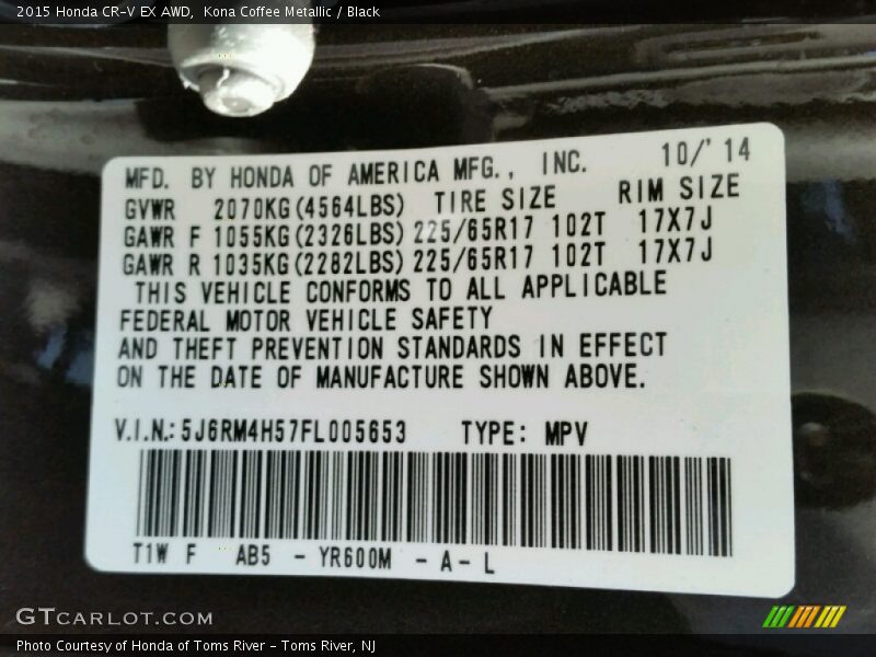Kona Coffee Metallic / Black 2015 Honda CR-V EX AWD