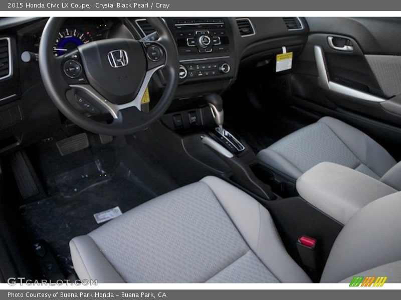 Crystal Black Pearl / Gray 2015 Honda Civic LX Coupe
