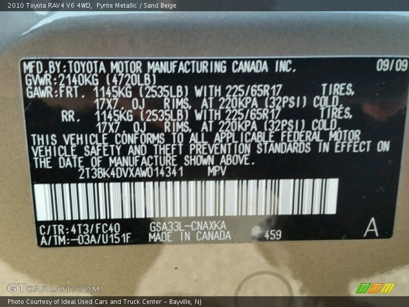 Pyrite Metallic / Sand Beige 2010 Toyota RAV4 V6 4WD