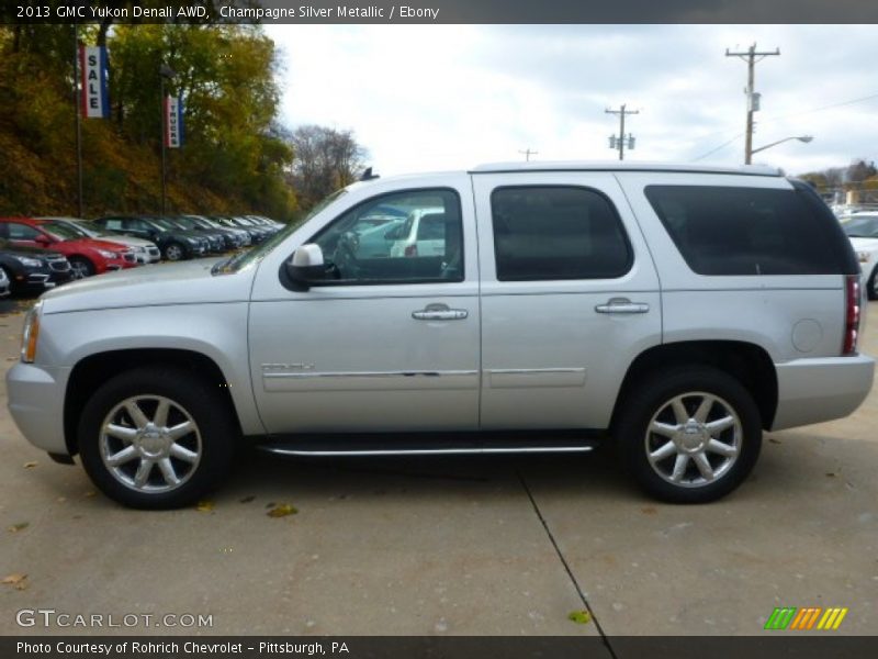 Champagne Silver Metallic / Ebony 2013 GMC Yukon Denali AWD
