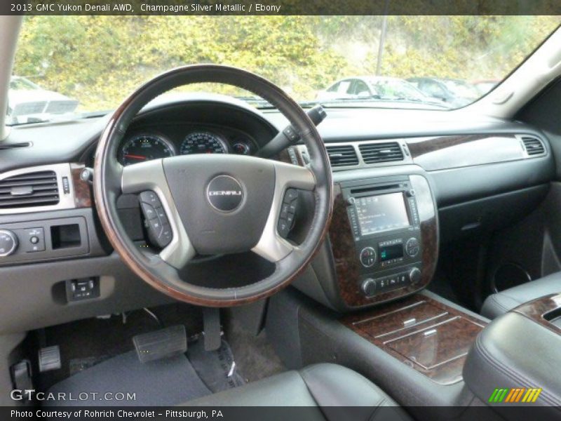 Champagne Silver Metallic / Ebony 2013 GMC Yukon Denali AWD