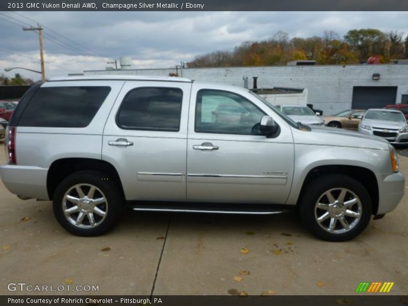 Champagne Silver Metallic / Ebony 2013 GMC Yukon Denali AWD