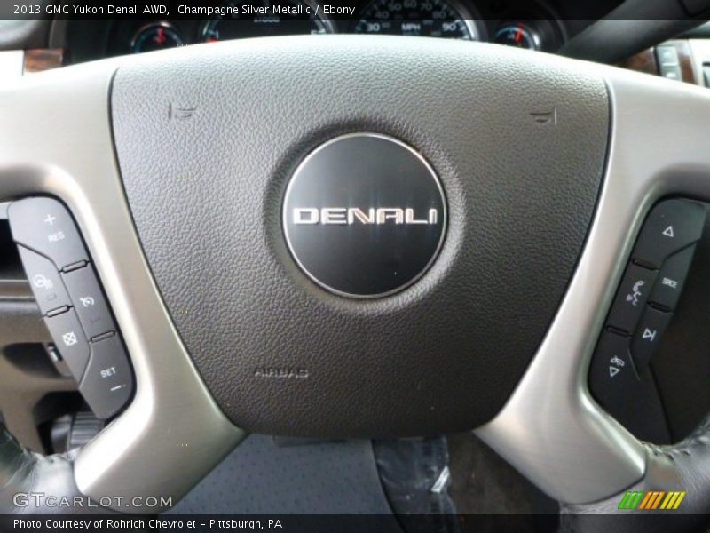 Champagne Silver Metallic / Ebony 2013 GMC Yukon Denali AWD
