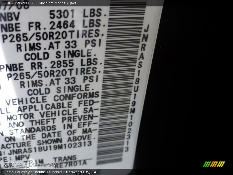 Midnight Mocha / Java 2009 Infiniti FX 35
