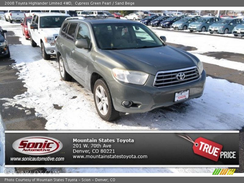 Cypress Green Pearl / Sand Beige 2008 Toyota Highlander Limited 4WD