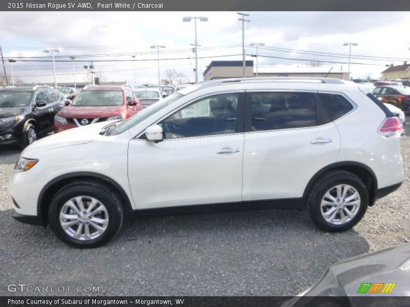 Pearl White / Charcoal 2015 Nissan Rogue SV AWD