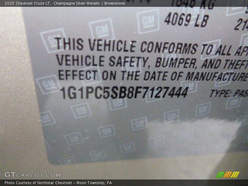 Champagne Silver Metallic / Brownstone 2015 Chevrolet Cruze LT