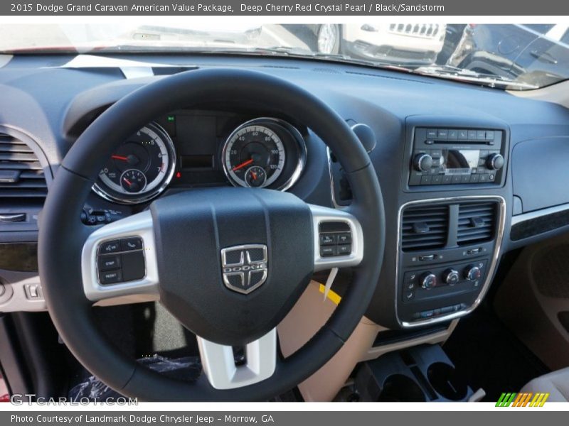 Deep Cherry Red Crystal Pearl / Black/Sandstorm 2015 Dodge Grand Caravan American Value Package