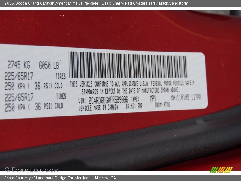 Deep Cherry Red Crystal Pearl / Black/Sandstorm 2015 Dodge Grand Caravan American Value Package