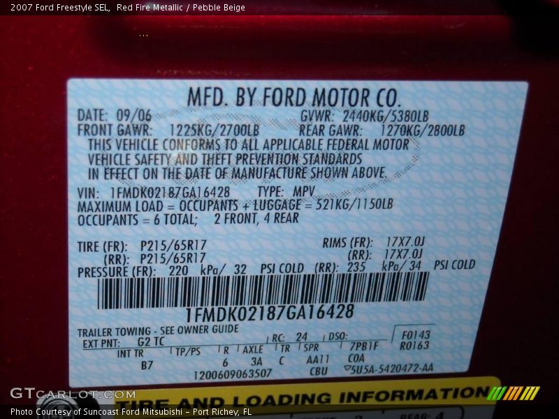 Red Fire Metallic / Pebble Beige 2007 Ford Freestyle SEL