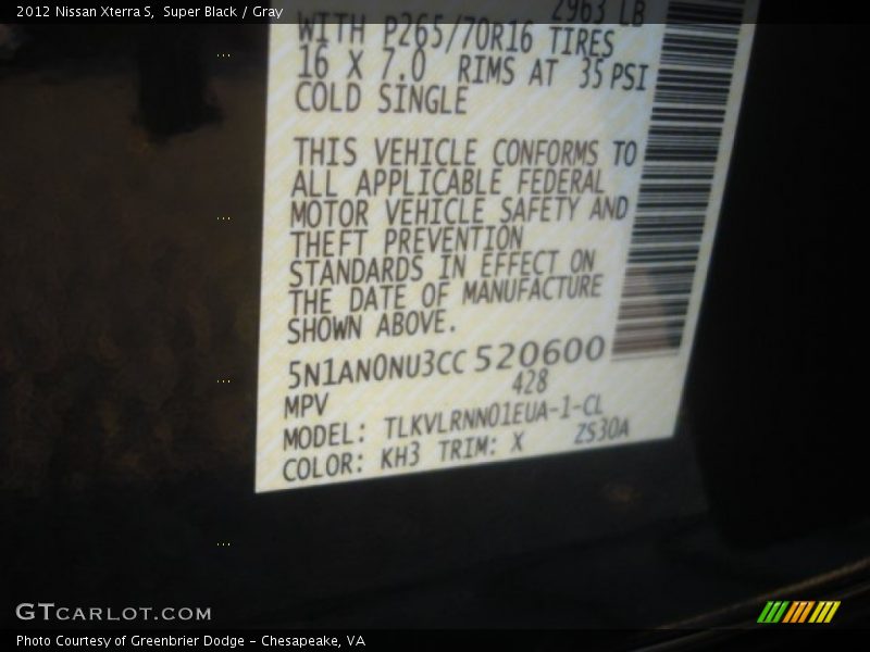 Super Black / Gray 2012 Nissan Xterra S