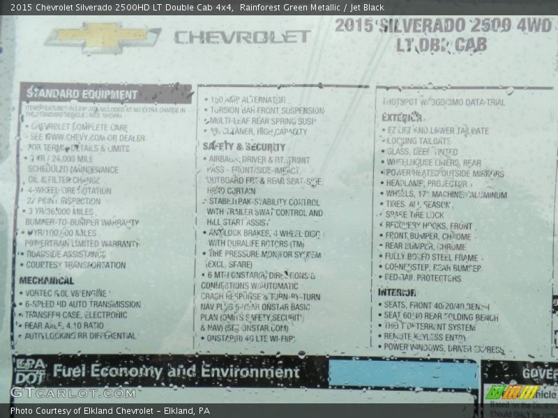  2015 Silverado 2500HD LT Double Cab 4x4 Window Sticker