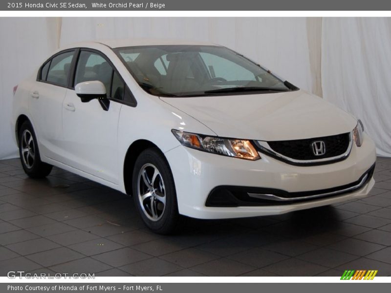 White Orchid Pearl / Beige 2015 Honda Civic SE Sedan