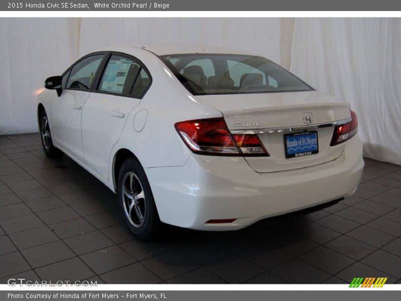 White Orchid Pearl / Beige 2015 Honda Civic SE Sedan