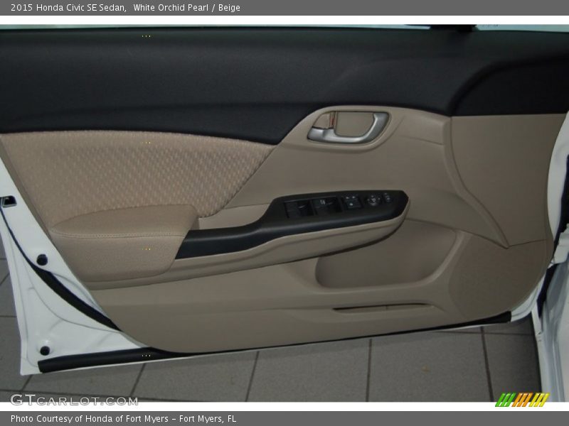 White Orchid Pearl / Beige 2015 Honda Civic SE Sedan
