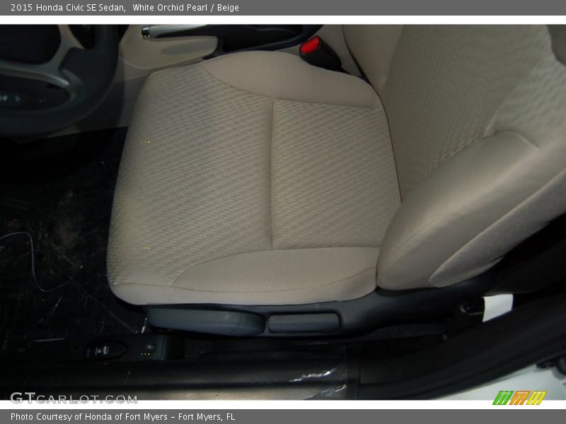 White Orchid Pearl / Beige 2015 Honda Civic SE Sedan