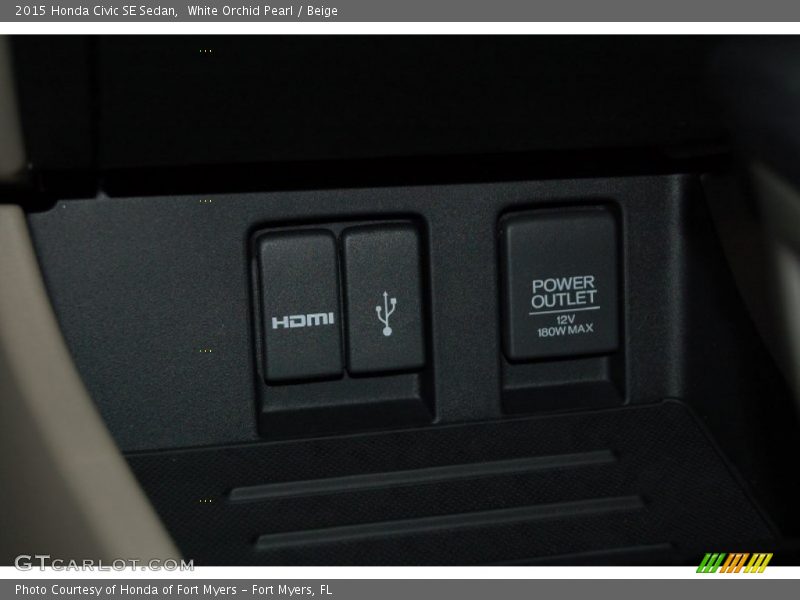 White Orchid Pearl / Beige 2015 Honda Civic SE Sedan