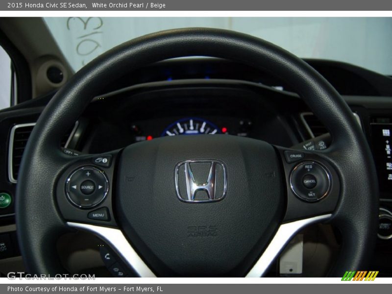 White Orchid Pearl / Beige 2015 Honda Civic SE Sedan