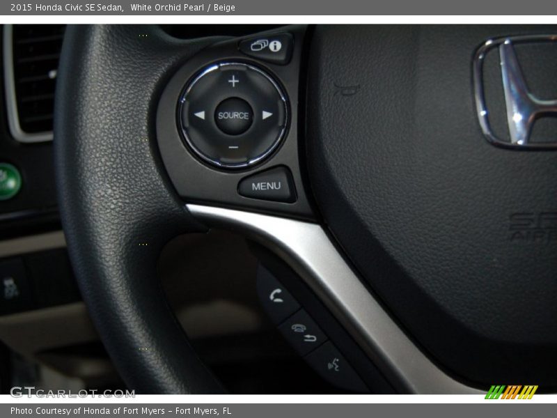 White Orchid Pearl / Beige 2015 Honda Civic SE Sedan
