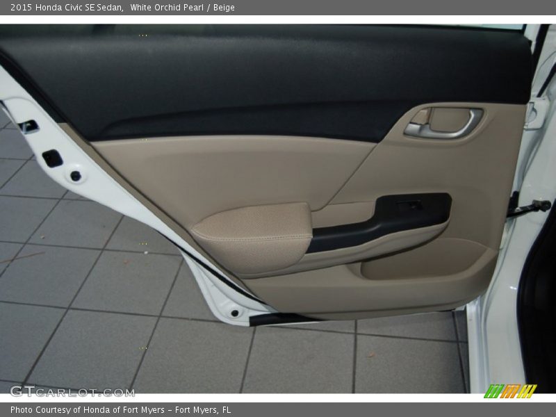 White Orchid Pearl / Beige 2015 Honda Civic SE Sedan