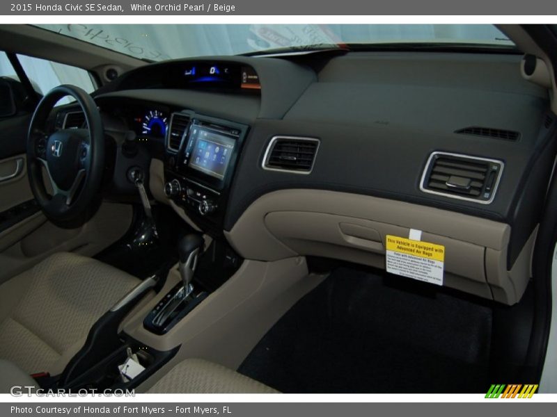 White Orchid Pearl / Beige 2015 Honda Civic SE Sedan