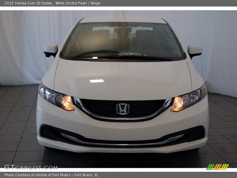 White Orchid Pearl / Beige 2015 Honda Civic SE Sedan