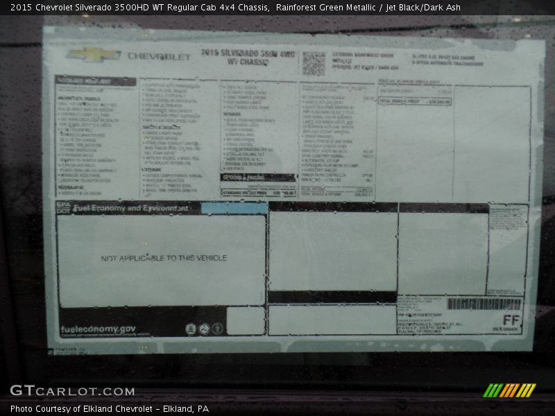 2015 Silverado 3500HD WT Regular Cab 4x4 Chassis Window Sticker