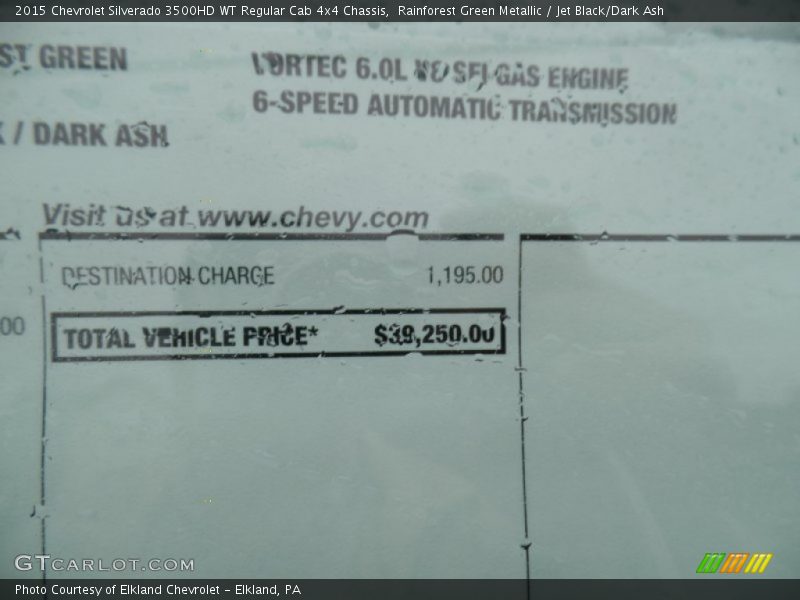 Rainforest Green Metallic / Jet Black/Dark Ash 2015 Chevrolet Silverado 3500HD WT Regular Cab 4x4 Chassis