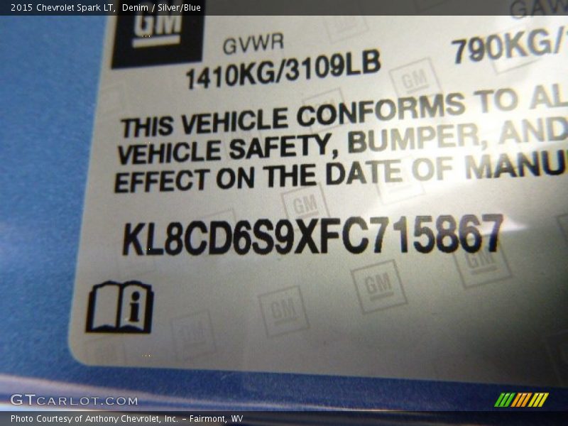 Denim / Silver/Blue 2015 Chevrolet Spark LT