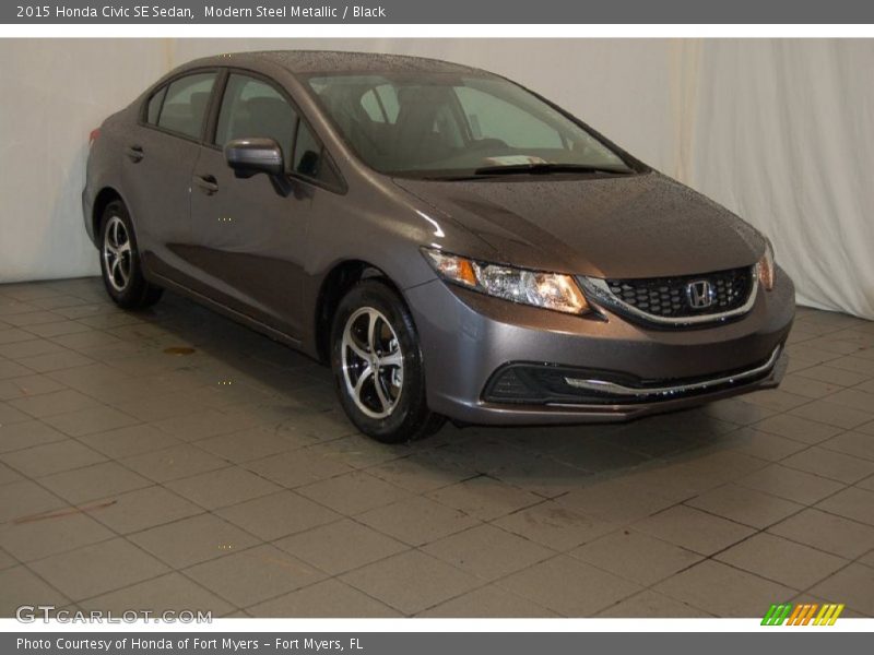 Modern Steel Metallic / Black 2015 Honda Civic SE Sedan