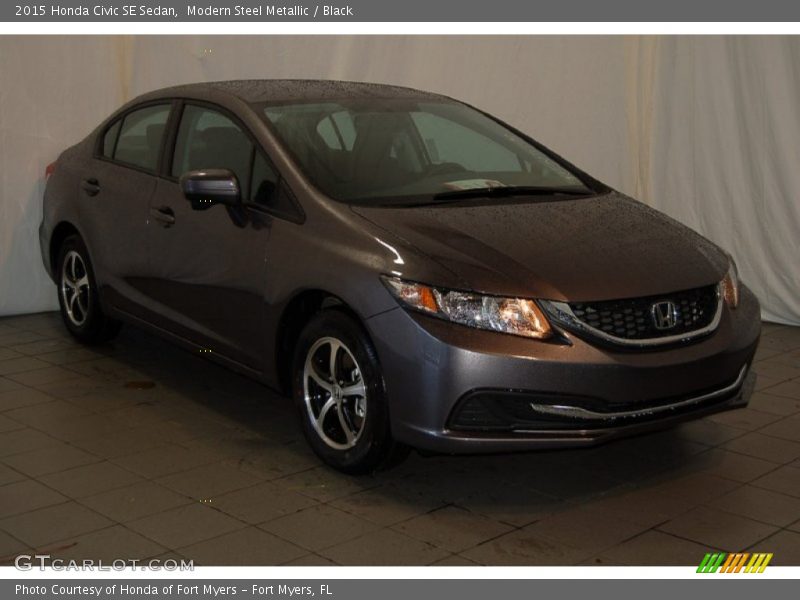 Modern Steel Metallic / Black 2015 Honda Civic SE Sedan