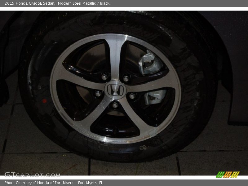 Modern Steel Metallic / Black 2015 Honda Civic SE Sedan