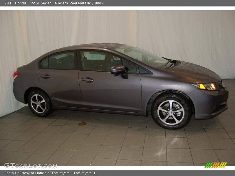 Modern Steel Metallic / Black 2015 Honda Civic SE Sedan