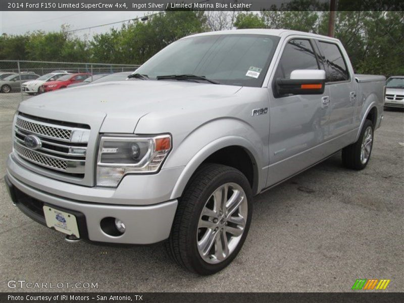 Ingot Silver / Limited Marina Blue Leather 2014 Ford F150 Limited SuperCrew 4x4