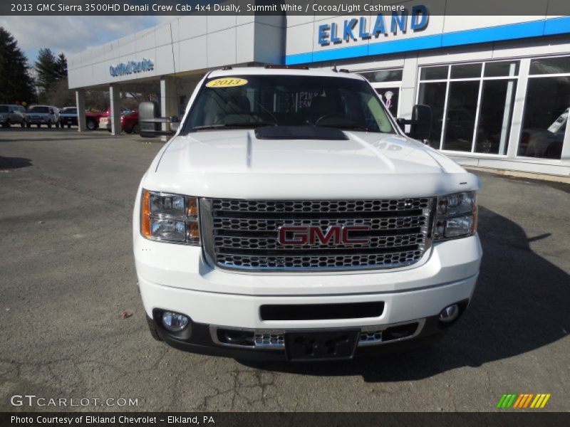 Summit White / Cocoa/Light Cashmere 2013 GMC Sierra 3500HD Denali Crew Cab 4x4 Dually