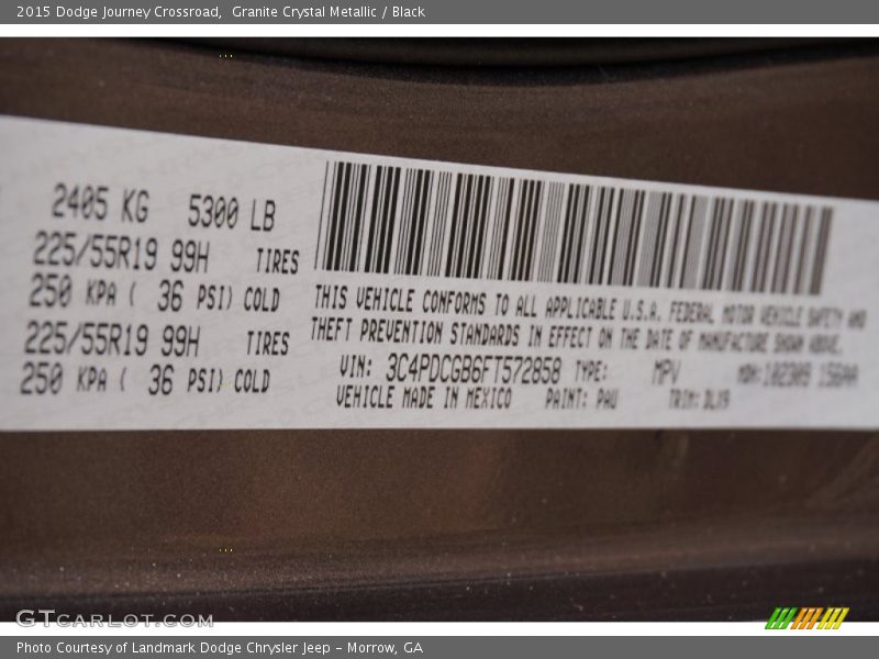 Granite Crystal Metallic / Black 2015 Dodge Journey Crossroad