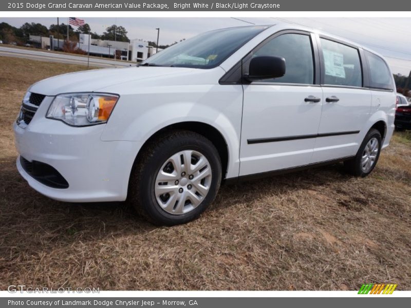 Bright White / Black/Light Graystone 2015 Dodge Grand Caravan American Value Package