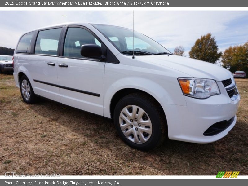 Bright White / Black/Light Graystone 2015 Dodge Grand Caravan American Value Package