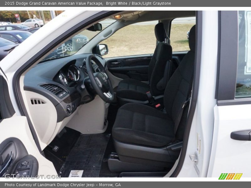 Bright White / Black/Light Graystone 2015 Dodge Grand Caravan American Value Package