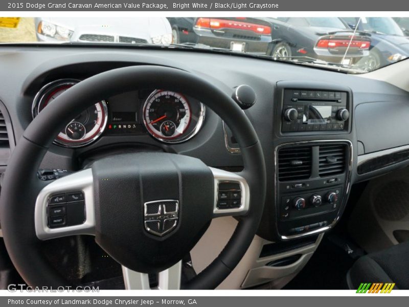 Bright White / Black/Light Graystone 2015 Dodge Grand Caravan American Value Package