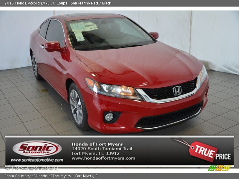 San Marino Red / Black 2015 Honda Accord EX-L V6 Coupe